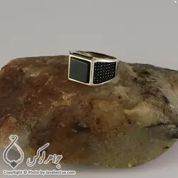 انگشتر نقره مردانه عقیق سیاه مدل چارن _ کد : 100309 | جواهر لوکس