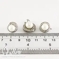 نیم ست نقره زنانه مروارید مدل گیتا _ کد : 100306 | جواهر لوکس