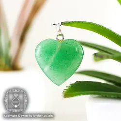 آویز آونتورین سبز تراش قلب _ کد : 400055 | جواهر لوکس