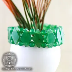 دستبند سنگ آونتورین سبز _ کد : 400028 | جواهر لوکس