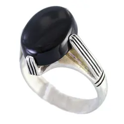 انگشتر نقره مردانه عقیق سیاه مدل هومان _ کد : 100087 | جواهر لوکس