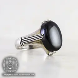 انگشتر نقره مردانه عقیق سیاه مدل هومان _ کد : 100087 | جواهر لوکس