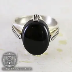 انگشتر نقره مردانه عقیق سیاه مدل هومان _ کد : 100087 | جواهر لوکس