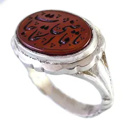 انگشتر نقره مردانه عقیق قرمز خطی یا قاضی الحاجات _ کد : 100060 | جواهر لوکس