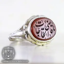 انگشتر نقره مردانه عقیق قرمز خطی یا قاضی الحاجات _ کد : 100060 | جواهر لوکس