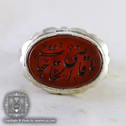 انگشتر نقره مردانه عقیق قرمز خطی یا قاضی الحاجات _ کد : 100060 | جواهر لوکس
