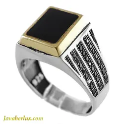 انگشتر نقره مردانه طرح عقیق سیاه مدل مادیس _ کد : 100126 | جواهر لوکس