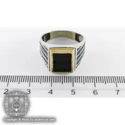 انگشتر نقره مردانه طرح عقیق سیاه مدل مادیس _ کد : 100126 | جواهر لوکس