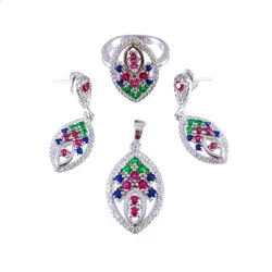 سرویس نقره زنانه سنتاتیک مدل تیتک _ کد : 100076 | جواهر لوکس