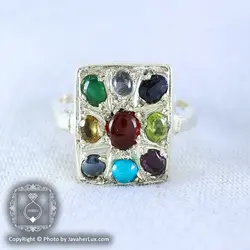 انگشتر نقره مردانه چند جواهر مدل تیگران _ کد : 100050 | جواهر لوکس