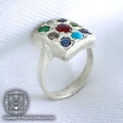 انگشتر نقره مردانه چند جواهر مدل تیگران _ کد : 100050 | جواهر لوکس