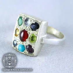 انگشتر نقره مردانه چند جواهر مدل تیگران _ کد : 100050 | جواهر لوکس