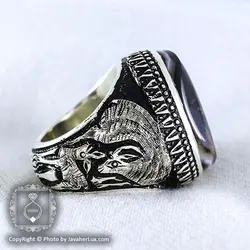 انگشتر مردانه عقیق شجری با رکاب قلم زنی _ کد : ۱۰۰۰۰۲ | جواهر لوکس