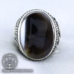 انگشتر مردانه عقیق شجری با رکاب قلم زنی _ کد : ۱۰۰۰۰۲ | جواهر لوکس