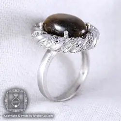 انگشتر نقره چشم ببر زنانه روکش رادیوم مدل دینا _ کد : ۱۰۰۰۲۳ | جواهر لوکس