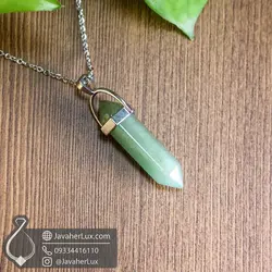 گردنبند منشور سنگ آونتورین سبز طبیعی مدل نايرو | جواهر لوکس