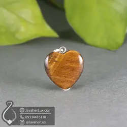 گردنبند سنگ چشم ببر طبیعی تراش قلب کوچک ـ کد 401073
