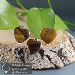 گردنبند سنگ چشم ببر طبیعی تراش قلب کوچک ـ کد 401073