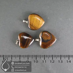 گردنبند سنگ چشم ببر طبیعی تراش قلب کوچک ـ کد 401073