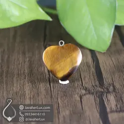 گردنبند سنگ چشم ببر طبیعی تراش قلب کوچک ـ کد 401073
