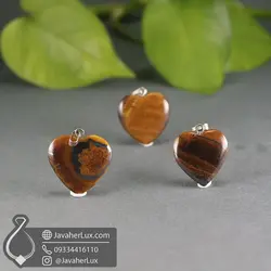 گردنبند سنگ چشم ببر طبیعی تراش قلب کوچک ـ کد 401073