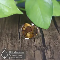 گردنبند سنگ چشم ببر طبیعی تراش قلب کوچک ـ کد 401073
