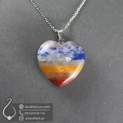 گردنبند هفت چاکرا سنگ ماه تولد تراش قلب _ کد 401066