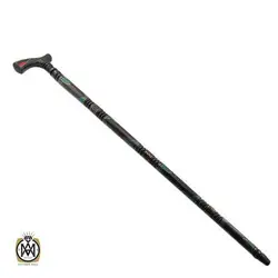 عصا آبنوس مرصع کاری شده با مالاکیت و مرجان اصل - کد 6017