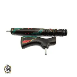 عصا آبنوس مرصع کاری شده با مالاکیت و مرجان اصل - کد 6017