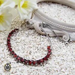 دستبند گارنت زنانه خوش رنگ طرح سولماز - کد 1215