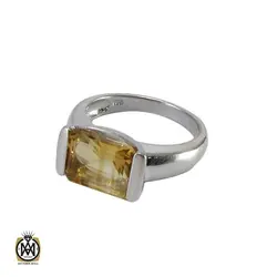 انگشتر سیترین اصل و معدنی زنانه طرح ماهک - کد 2049