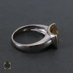 انگشتر سیترین اصل و معدنی زنانه طرح ماهک - کد 2049