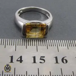 انگشتر سیترین اصل و معدنی زنانه طرح ماهک - کد 2049