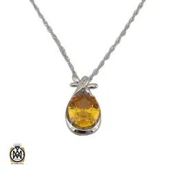 گردنبند نقره طرح سیترین زنانه طرح ساریان - 3407