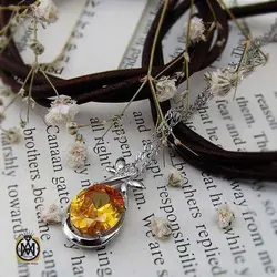 گردنبند نقره طرح سیترین زنانه طرح ساریان - 3407