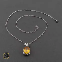 گردنبند نقره طرح سیترین زنانه طرح ساریان - 3407