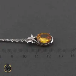 گردنبند نقره طرح سیترین زنانه طرح ساریان - 3407