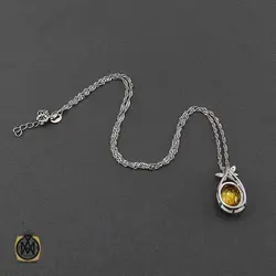 گردنبند نقره طرح سیترین زنانه طرح ساریان - 3407