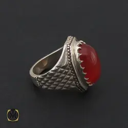انگشتر عقیق مرغوب و درشت مردانه هنر دست استاد شرفیان - کد 8535