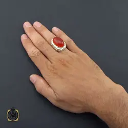 انگشتر عقیق مرغوب و درشت مردانه هنر دست استاد شرفیان - کد 8535