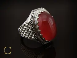 انگشتر عقیق مرغوب و درشت مردانه هنر دست استاد شرفیان - کد 8535