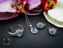 سرویس توپاز آبی طرح چکامه زنانه - کد 7184