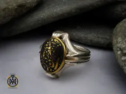 انگشتر حدید با حکاکی استغفر الله العظيم واتوب اليه مردانه - کد 10363