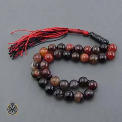 تسبیح عقیق سلیمانی 33 دانه طبیعی و خوش نقش - کد 4457