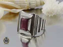 انگشتر یاقوت سرخ فاخر مردانه هنر دست استاد شرفیان – کد 8803