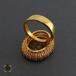 انگشتر فیروزه نیشابور و الماس اصل زنانه طرح دلدار - کد 2068