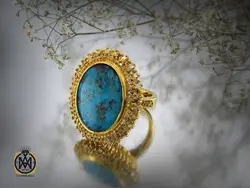 انگشتر فیروزه نیشابور و الماس اصل زنانه طرح دلدار - کد 2068