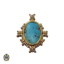 مدال الماس اصل و فیروزه نیشابوری خوش طبع طرح تابان زنانه - کد 3337