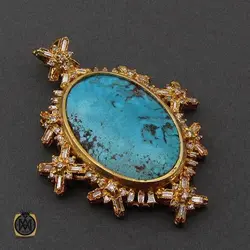 مدال الماس اصل و فیروزه نیشابوری خوش طبع طرح تابان زنانه - کد 3337