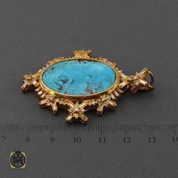 مدال الماس اصل و فیروزه نیشابوری خوش طبع طرح تابان زنانه - کد 3337